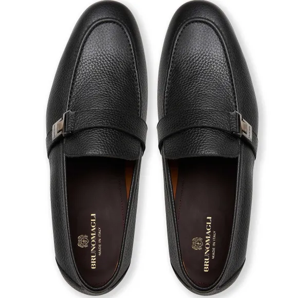 Arlo Slip On Side Bit Loafer Black Leather^Bruno Magli New