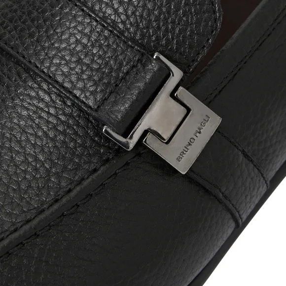 Arlo Slip On Side Bit Loafer Black Leather^Bruno Magli New