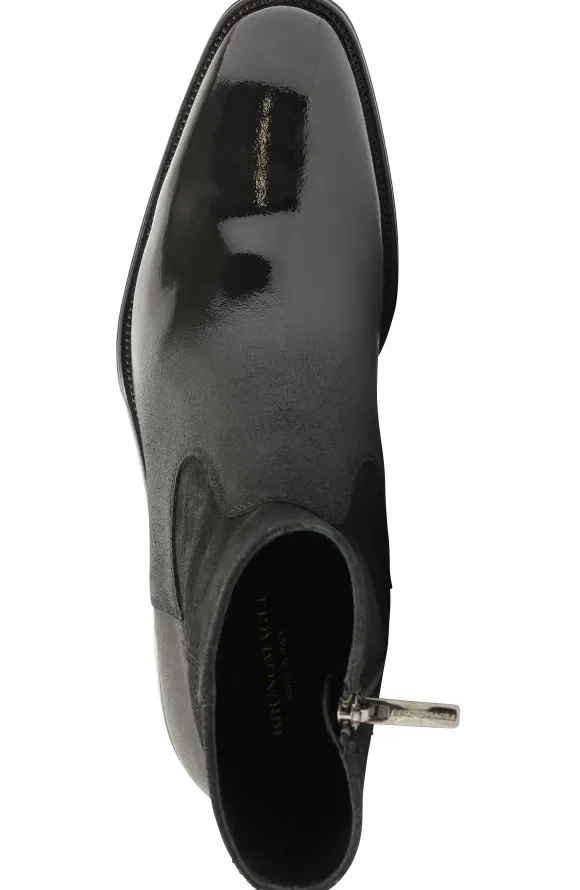 Armando Patent Ombre Suede Zip Boot - Black^Bruno Magli New