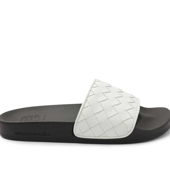 Magnus Sporty Leather & Suede Slide - White^Bruno Magli Cheap