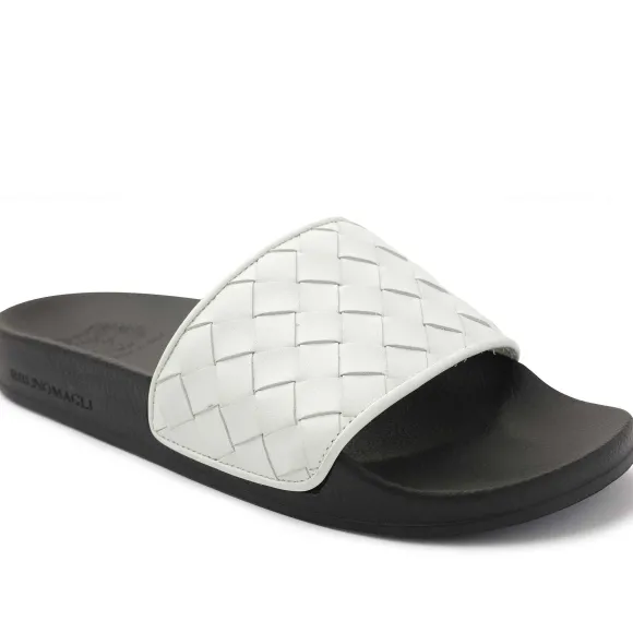 Magnus Sporty Leather & Suede Slide - White^Bruno Magli Cheap