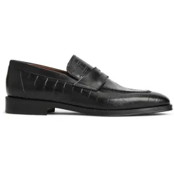Nathan Penny Loafer- Black Croc^Bruno Magli Best Sale