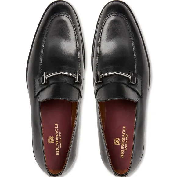 Sante Double Gore Classic Bit Leather Loafer-Black^Bruno Magli Discount