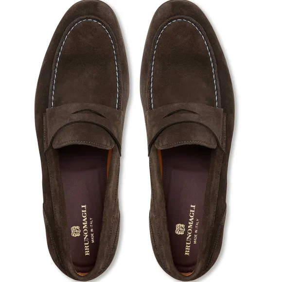 Silas Suede Loafer-Dark Brown^Bruno Magli Clearance