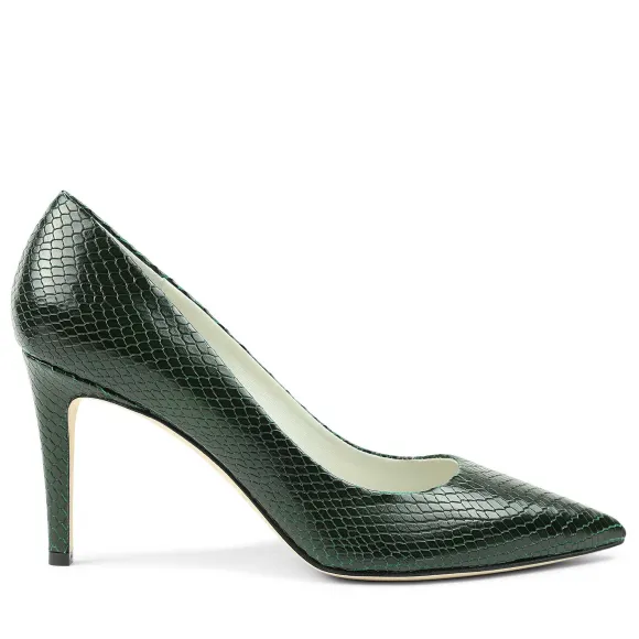 Telma Snake-Print Leather Pointed-Toe Pump - Emerald^Bruno Magli Outlet