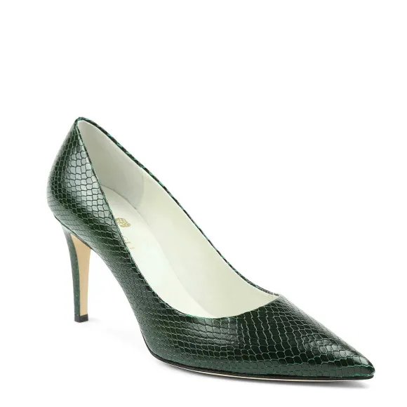Telma Snake-Print Leather Pointed-Toe Pump - Emerald^Bruno Magli Outlet
