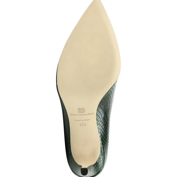 Telma Snake-Print Leather Pointed-Toe Pump - Emerald^Bruno Magli Fashion