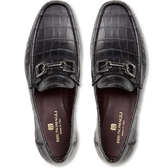Trieste Classic Moccasin- Black Croc^Bruno Magli Hot