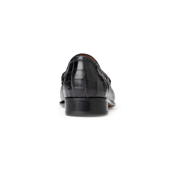 Trieste Classic Moccasin- Black Croc^Bruno Magli Shop