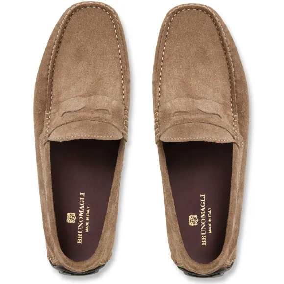 Xane Casual Suede Slip-On Driving Moccasin-Taupe^Bruno Magli Online