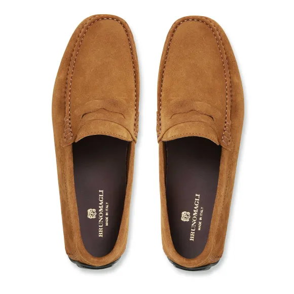 Xane Casual Suede Slip-On Driving Moccasin-Cognac^Bruno Magli Cheap