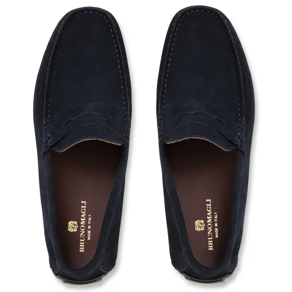 Xane Casual Suede Slip-On Driving Moccasin-Navy^Bruno Magli Sale